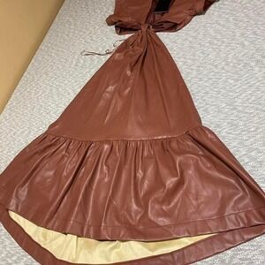 En Saison brown faux leather dress NWT midi Luna cut out women S. SKU-A145